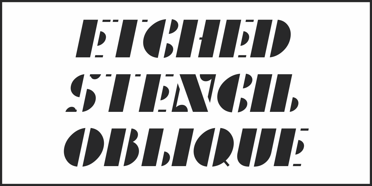 Пример шрифта Etched Stencil JNL Oblique